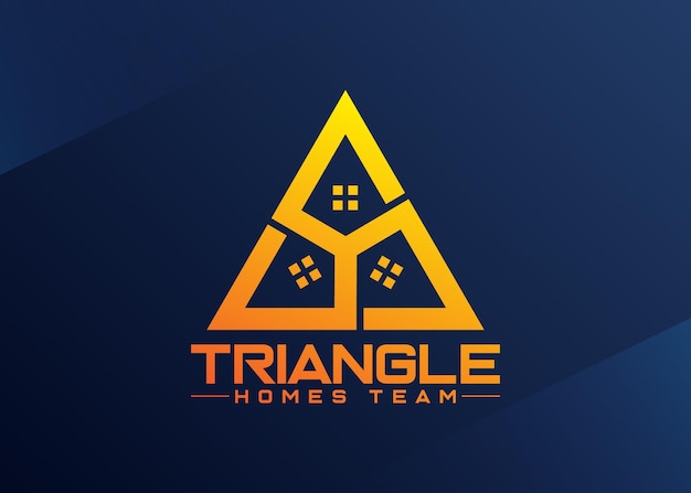 Yellow color triangle housing team logo template on dark blue background