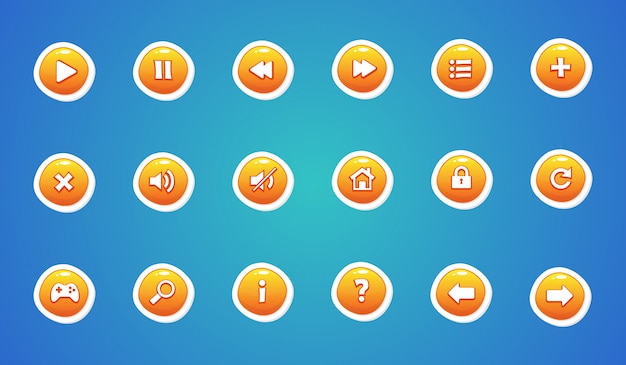 yellow color user interface buttons set