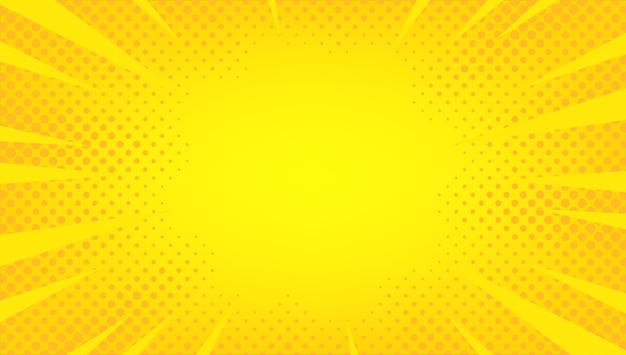 Yellow comic background with sun burst and dot halftone