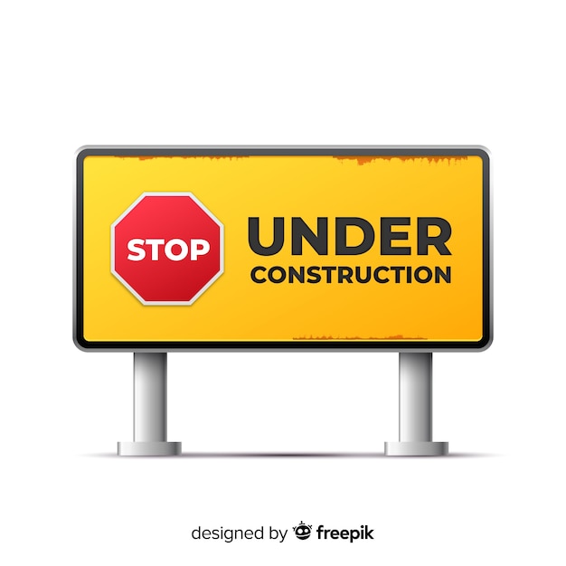 Yellow under construction realistic sign