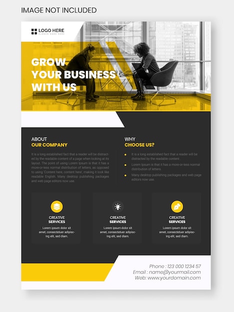 Yellow corporate agency flyer template Premium Vector