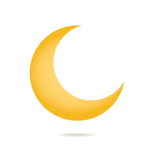 Yellow crescent flat half moon illustration for night sky Half moon logo