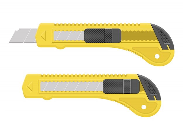 Yellow cutter blade design illustration isoalted on white background