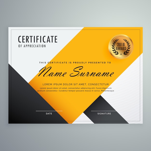 Yellow diploma design template