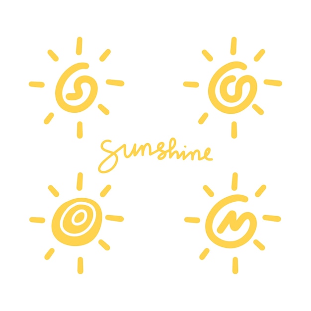 Yellow doodle sun drawing logo design