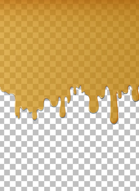 Yellow dripping on transparent background