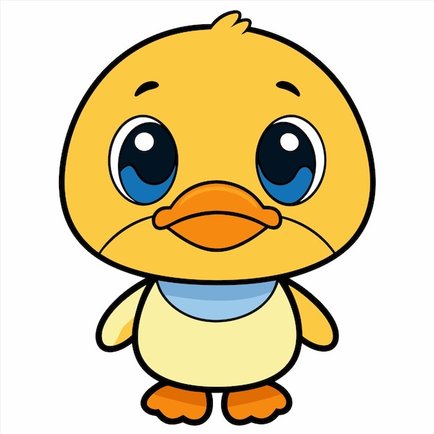 Vector a yellow duck with a blue shirt and a white shirt