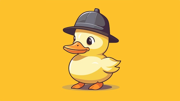 Vector a yellow duck with a hat on his head