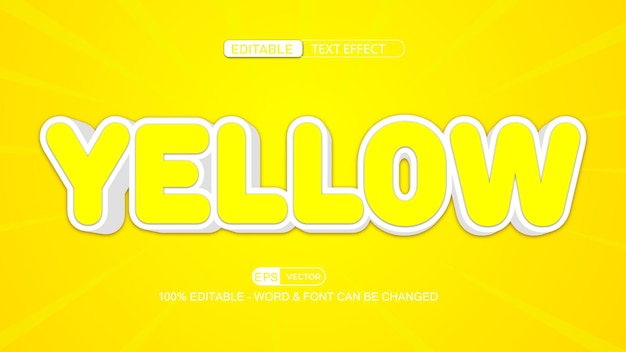 Yellow Editable Text Effect Vector 3d style