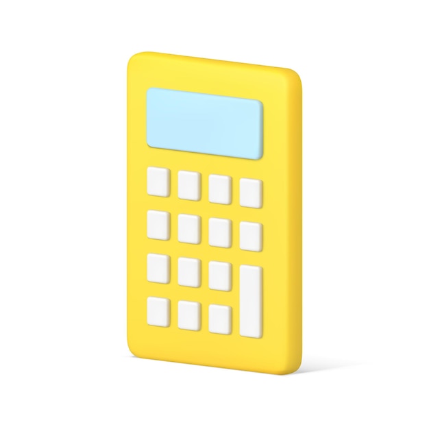 Yellow electronic counting machine device with display and white buttons d icon isometric vector