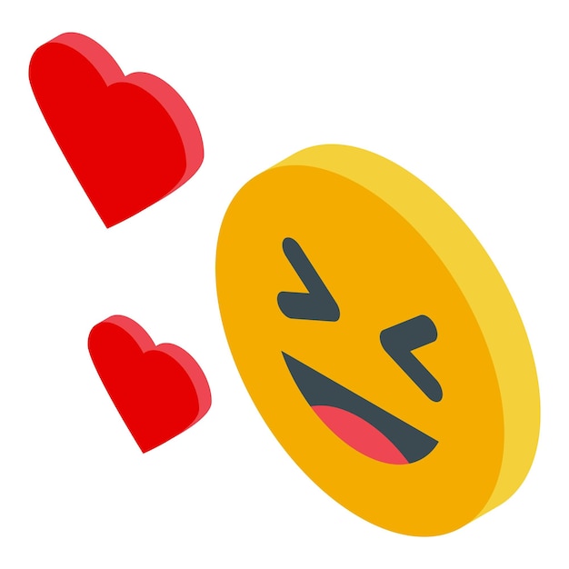 Vector yellow emoji showing love with hearts surrounding it