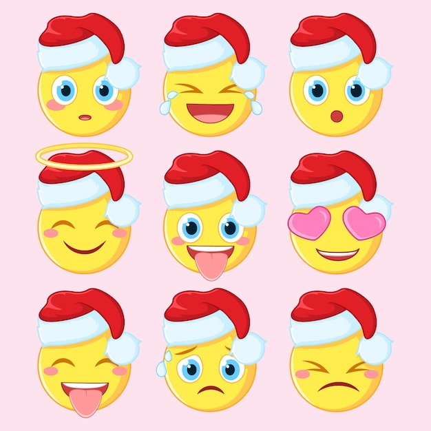 Yellow Emoticon Wearing Santa Hat