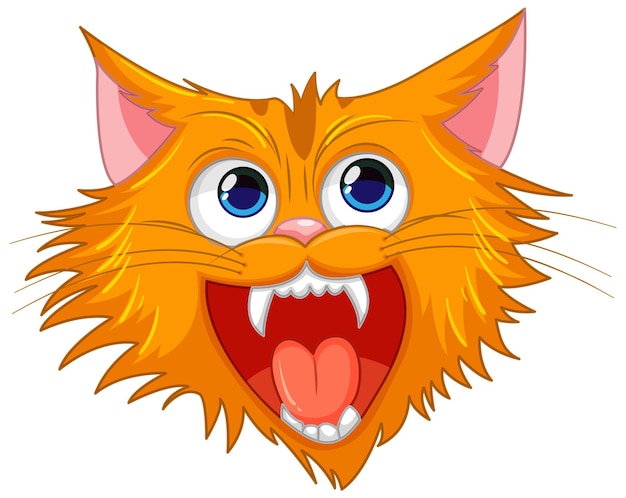 Yellow Ferocious Cat Cartoon