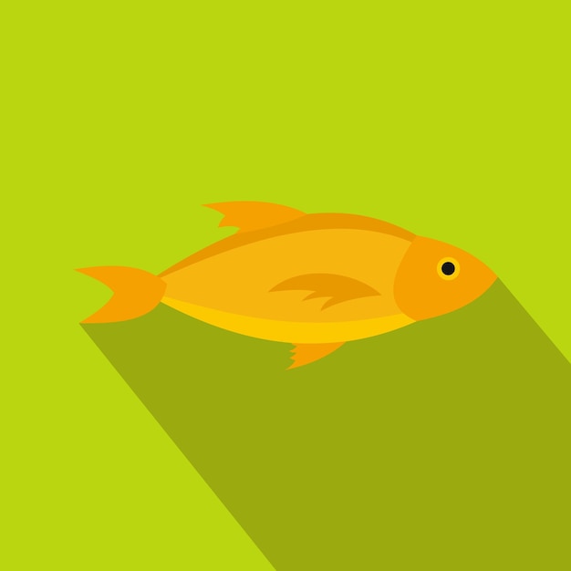 Vector yellow fish icon in flat style on a light green background