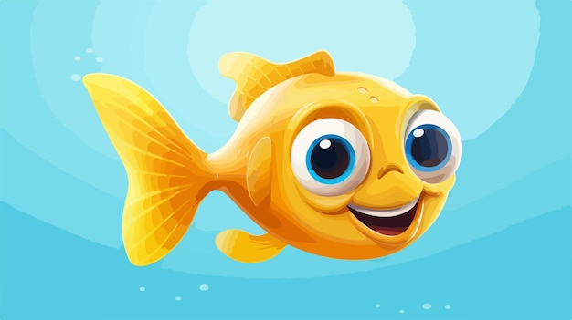 Vector a yellow fish with big eyes and big eyes is swimming in the water