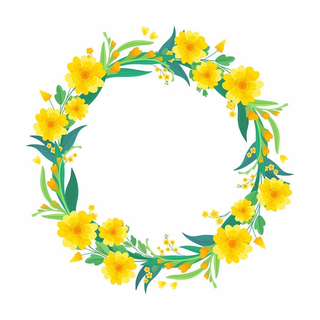 Yellow floral blank frame