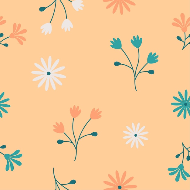 Yellow floral seamless pattern