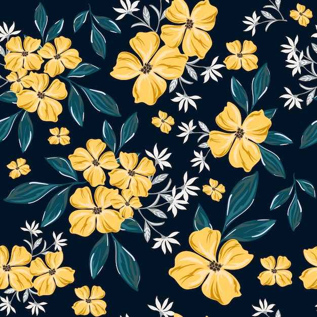 Yellow flower seamless pattern