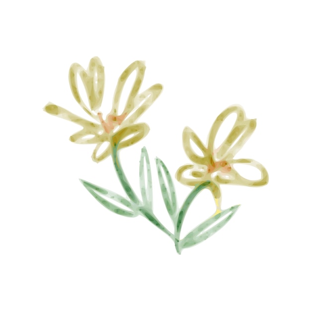 Yellow flower watercolor illustration isolated on white background