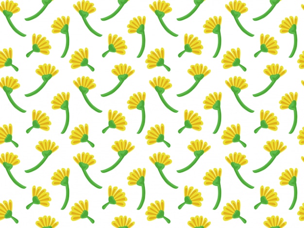 yellow flower with white background seamless pattern