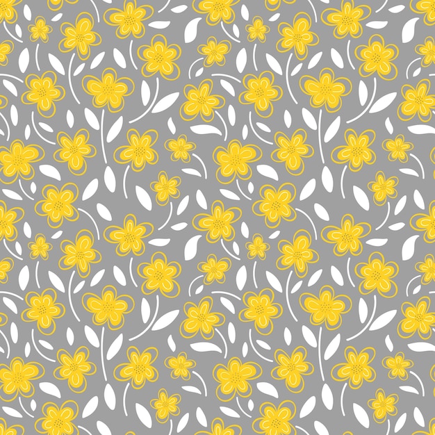 Yellow flowers of daisies seamless pattern illustration