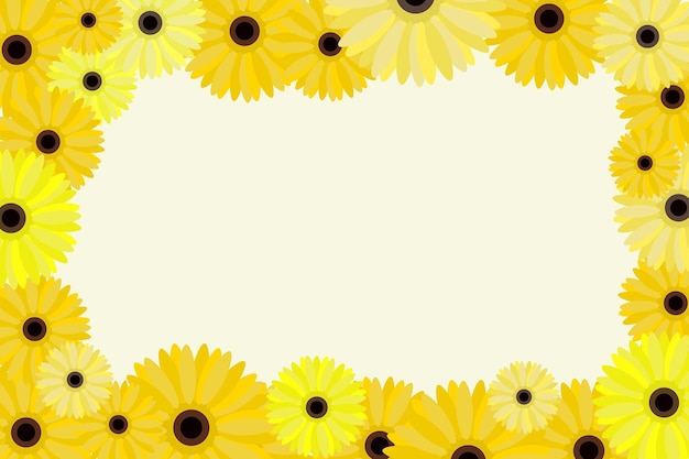 Yellow flowers frame Bright summer vector background