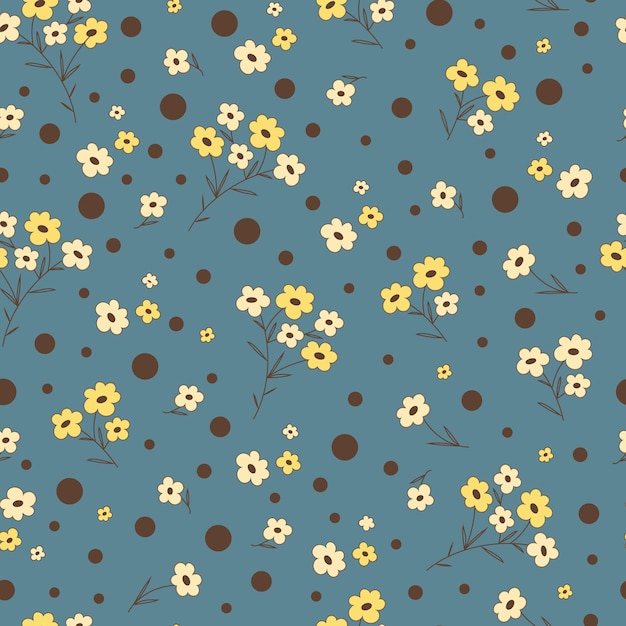 Yellow flowers seamless vector pattern