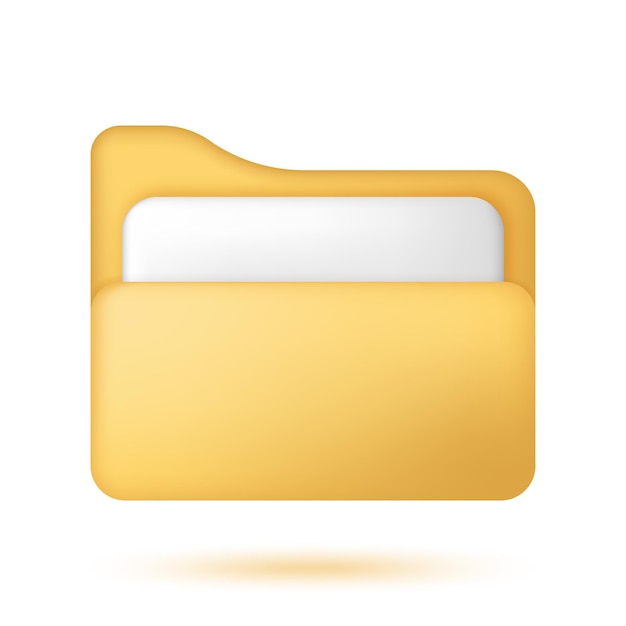 Yellow folder with document. 3d icon rendering