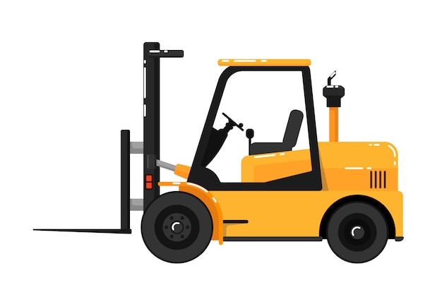 Yellow forklift truck isolated on white 