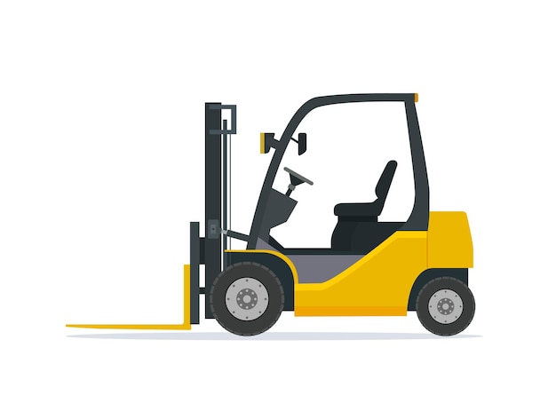 Yellow forklift truck