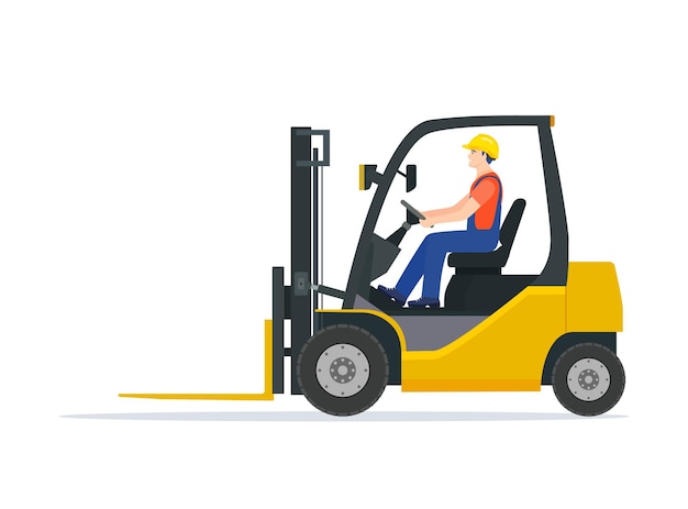 Yellow forklift truck