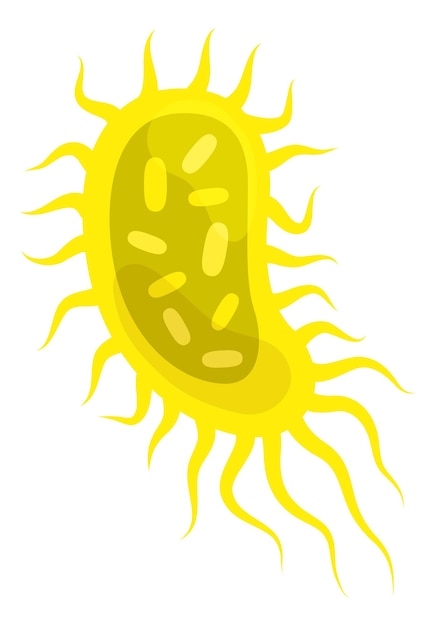 Yellow germ icon Salmonella disease symbol in cartoon style