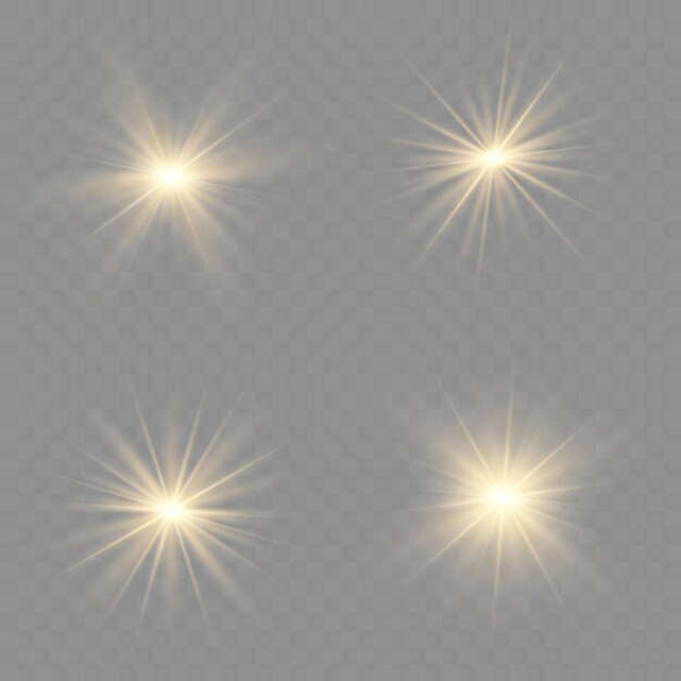 Yellow glowing light explodes on a transparent background. Sparkling magical dust particles. Bright Star. Transparent shining sun, bright flash. sparkles.