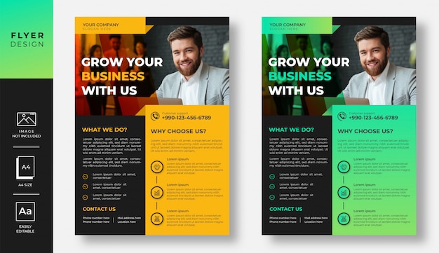 Yellow and Green gradient modern business flyer design  