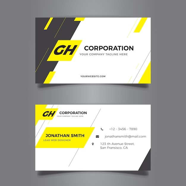 Yellow and grey business card design