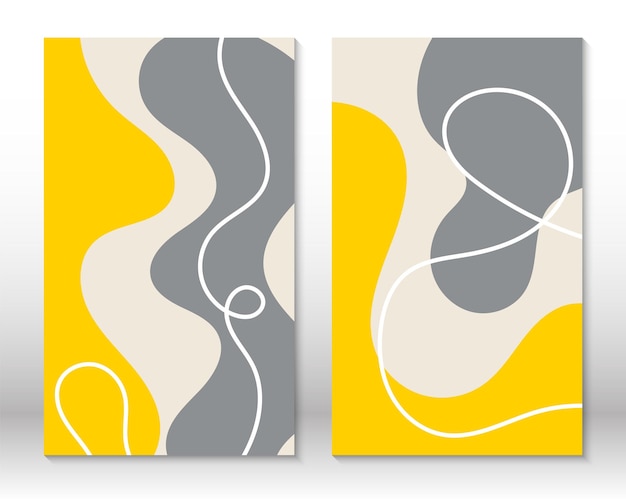 Yellow grey colors Modern abstract painting Set of fluid geometric shapes Abstract hand drawn watercolor effect shapes Home decor design Modern art print Contemporary design