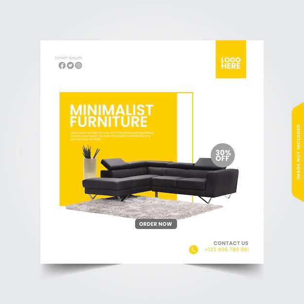 Yellow Grey Minimalist Furniture Sales Promotion Instagram Post Template