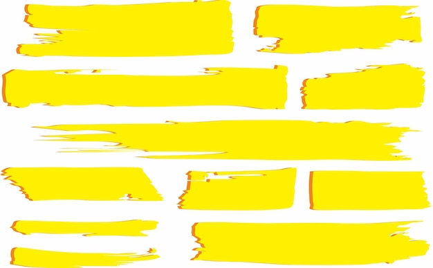 yellow grunge textured paint brush stroke vector