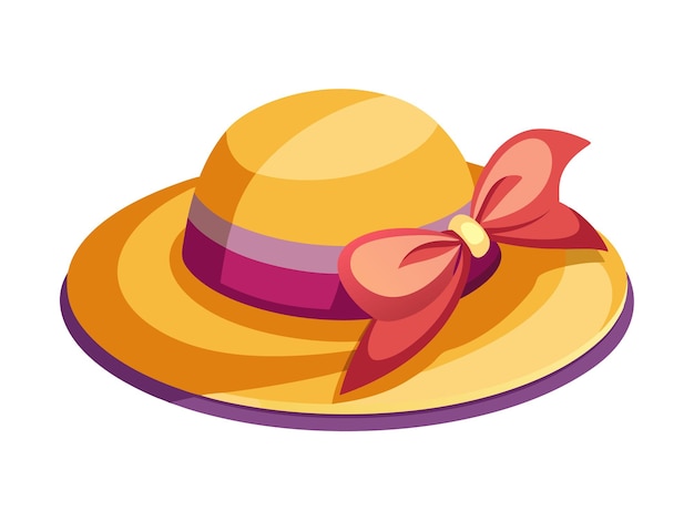 Vector a yellow hat with a red ribbon on it