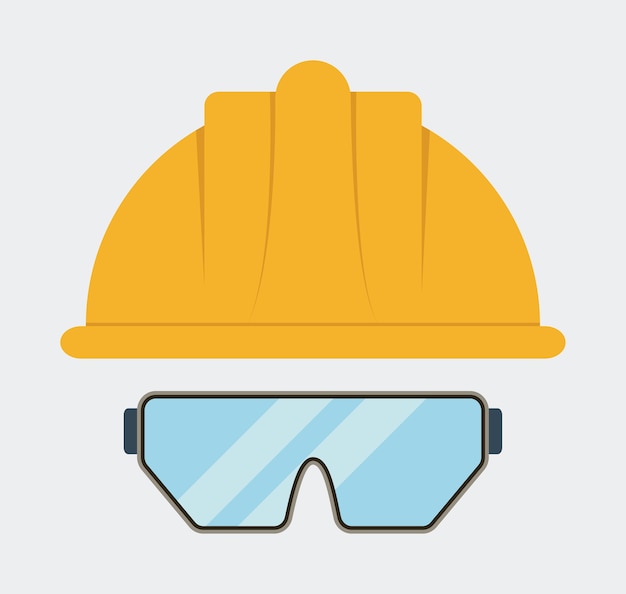 Yellow helmet glasses icon