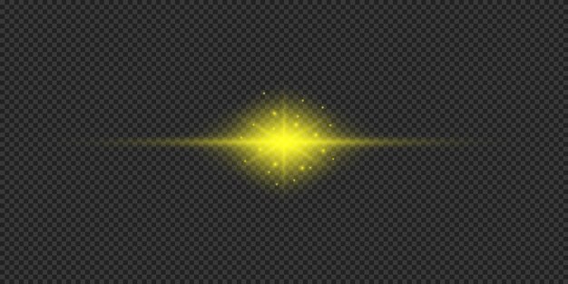 Vector yellow horizontal light effect of lens flares