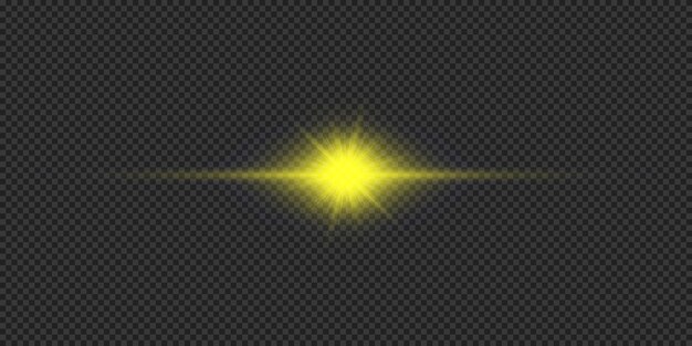 Vector yellow horizontal light effect of lens flares