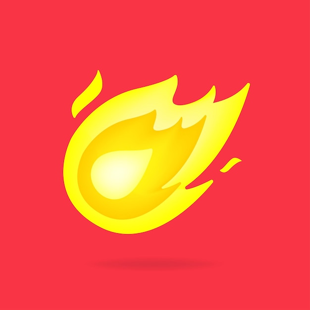 Yellow hot fire ball 3d symbol vector