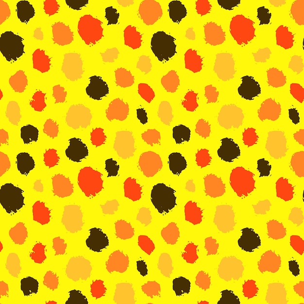 Yellow ink paint seamless dry brush print vector abstract pattern