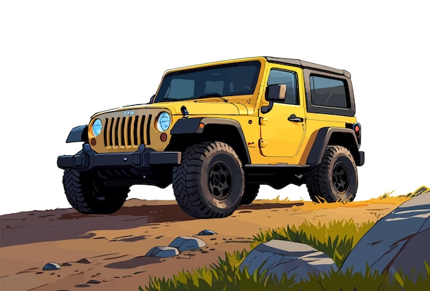 Vector a yellow jeep with the word jeep on the front