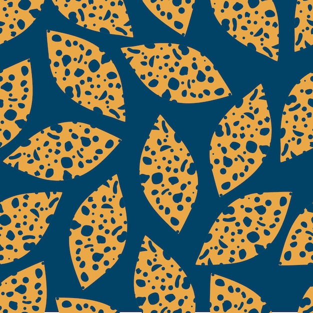 yellow_leaves_vector_pattern_design_on_blue_background.