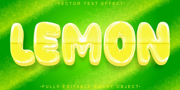 Vector yellow lemon vector fully editable smart object text effect