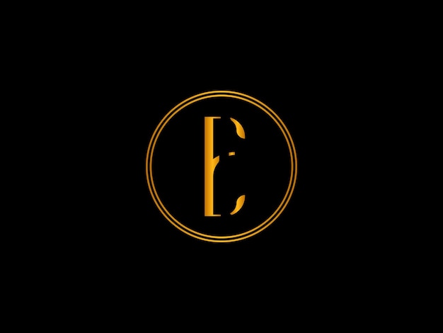 A yellow letter e in a circle with a black background