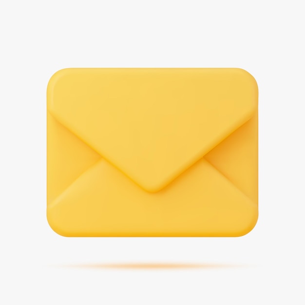 Yellow letter envelope 3d vector icon Isolated on white