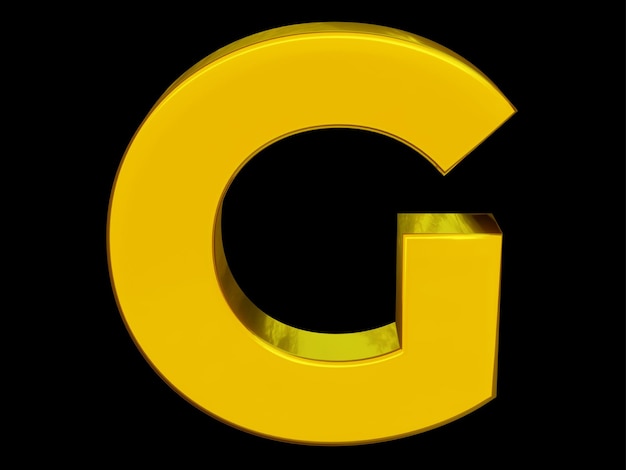 A yellow letter g with a black background